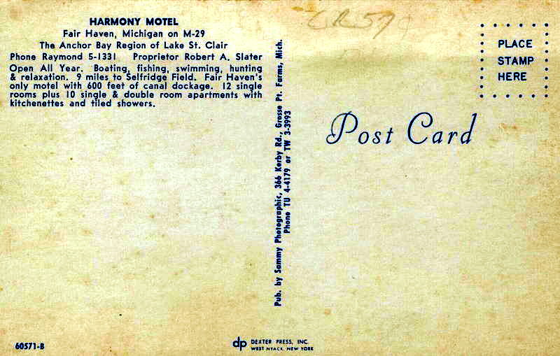 Harmony Motel - Old Postcard